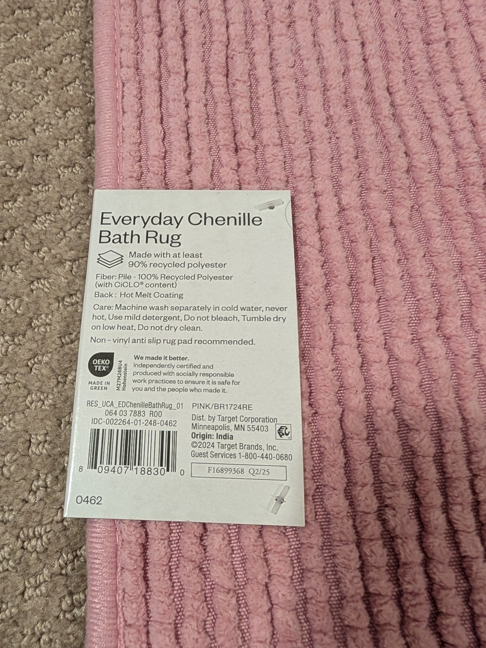 Room Essentials Pink Chenille Bath Rug - Picture 3 of 4